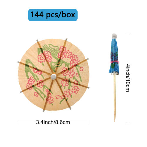Escolhas de guarda-chuva para coquetel, pacote de 4 polegadas, 144 cores sortidas, palitos de dente para bebida e comida, palitos decorativos par 1