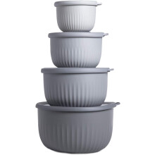 COOK WITH COLOR Prep Bowls with Lids Deep Mixing Bowls Nesting Plastic Small Mixing Bowl Set with Lids Grey Ombre