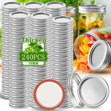 SLifeJars konserveringsl?g og -ringe Regular Mouth 240 stk. 70MM Mason Jar L?g og Ringe S?t til Regular Mouth Canning Split-type l?g med silikone