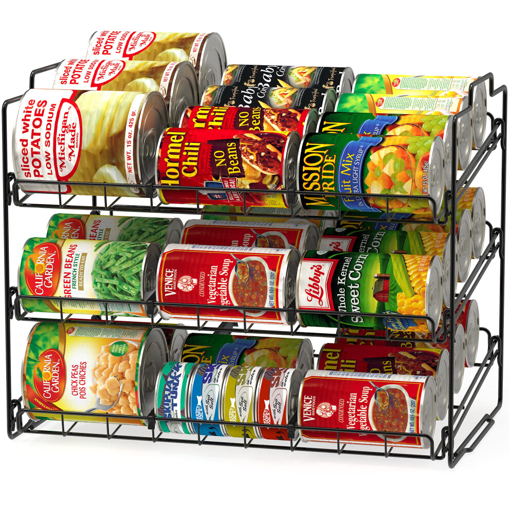 Étagère de rangement empilable à 3 niveaux pour canettes de cuisine et de garde-manger Deco Brothers, noire