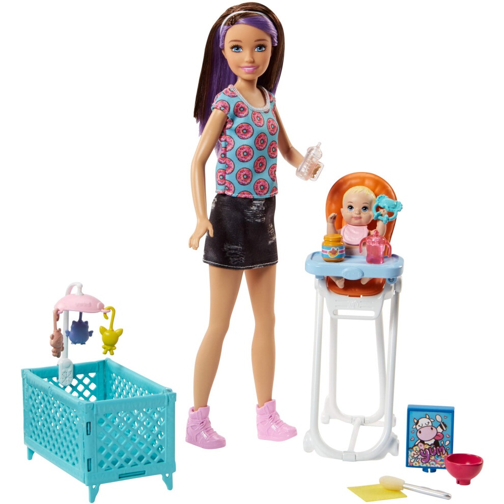 Barbie Babysitting Playset With Skipper Friend Doll Color-Change Baby