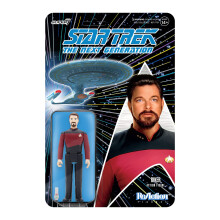 Super7 Star Trek: The Next Generation Commander Riker - Figura de ao de Star Trek de 3,75"" com acessrios, colecionveis ????de programas de TV