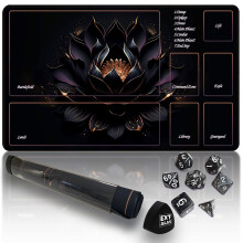 Tapete de jogo Extalas MTG com tubo de armazenamento e tapete de jogo de 7 dados TCG DND PTCG - Design com trava de borda antiderrapante  prova