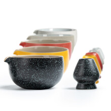 TEANAGOO Japanese Natural Rock Texture Matcha Chawan with Whisk Rest  18 OZ K17  RockyBlackGrey  Matcha Tea Bowl  Ceramic Bow