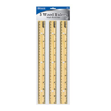 BAZIC Holzlineal, 30 cm, einzelne Metallkante, Zentimeter, metrische Messung, Zeichenlineale fr Schler, Schulbedarf (3 Stck), 1 Packung