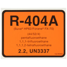 Etykieta identyfikacyjna czynnika chłodniczego Diversitech R-404A kodowana kolorami (04404)