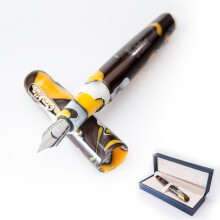 Conklin All American Fllfederhalter in Yellowstone  Stub-Feder, einzigartiges gelbbraunes und weies Design  ideales Geschenk fr Kalligraphen und