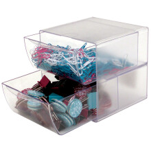 Deflecto Stackable Cube Organizator ?i Organizator Craft 2 sertare sertare ?i divizoare deta?abile 6 """" W x 6 """" H x 7 1/5 """" D (350101CR)
