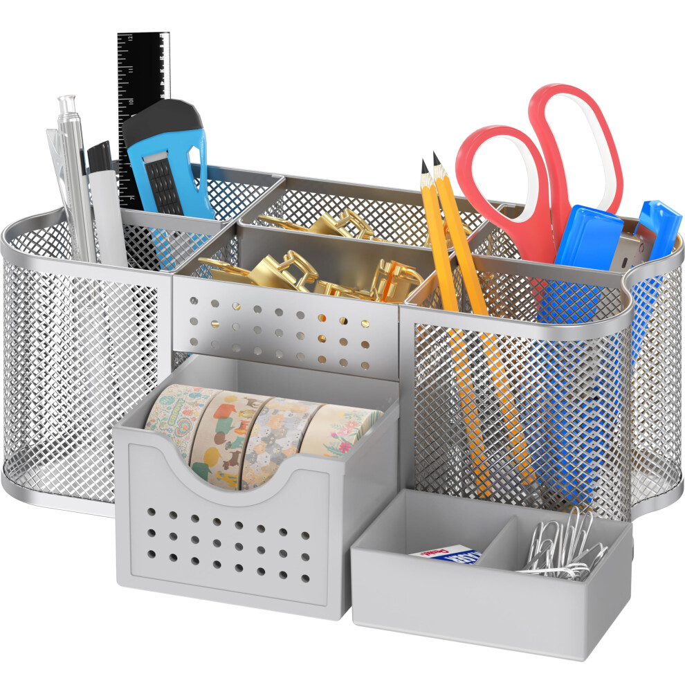 Organisateurs de bureau Deco Brothers Porte-stylo Rangement de bureau Argent