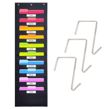 Black Pocket Chart til klassev?relset - 10 Pocket Storage Rainbow Pocket Charts 3 Over Door Hangers inkluderet Hanging Wall File Organizer til fi