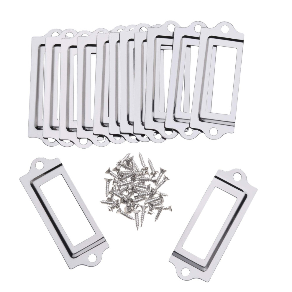 Bluecell Mini-Rahmen Aus Metall In Silber F?R B?Ro-Aktenschr?Nke, Schubladen, Namenskarten- Und Etikettenhalter Mit Schrauben, 20 St?Ck (Silberfa-image