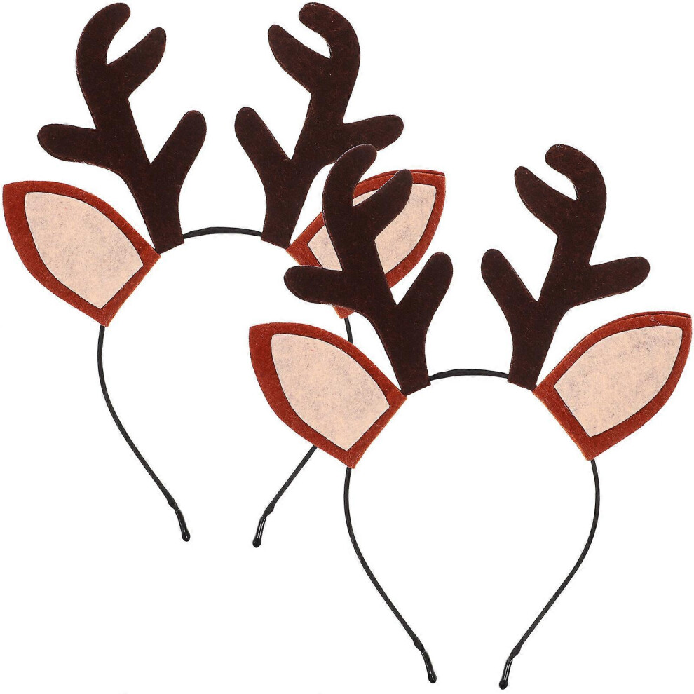 Kricely (As Show, One Size) 2Pcs Antler Headband Christmas Headwear Reindeer Hair Hoop Xmas Decoration Prop