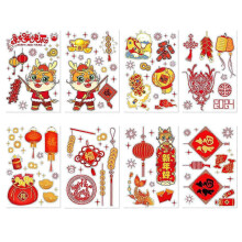 (As show, One size) 8 sheets of Chinese New Year Window Clings Dragon Decals 2024 Year of Dragon Static Window Stickers