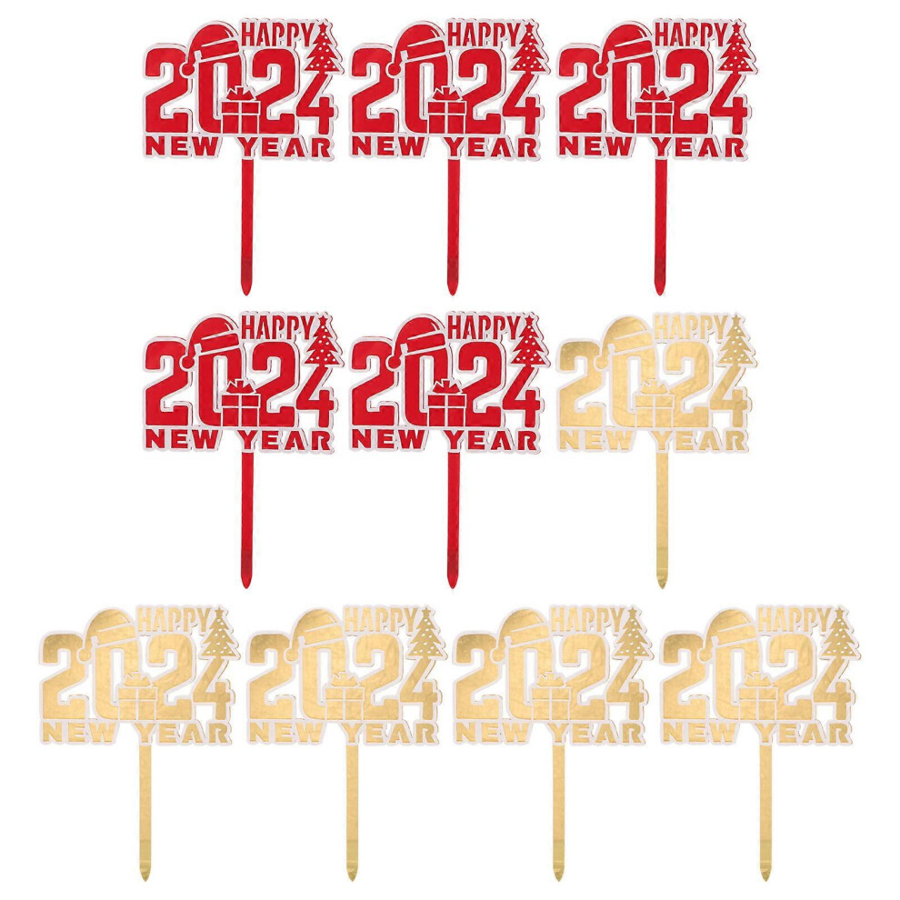 Kricely (As Show, One Size) 10Pcs New Year Dessert Picks Cupcake Toppers New Years Eve Party Supplies Decorations