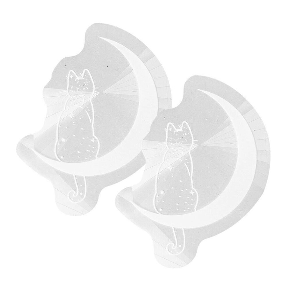 Kricely (As Show, One Size) 2Pcs Window Decal Moon Cat Design Anticollision Window Sticker Self-Adhesive Window Sun Catcher Sticker