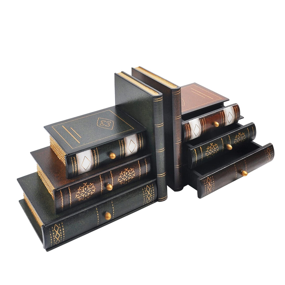 Serre-livres vintage décoratif pour livres, étagère à livres en bois