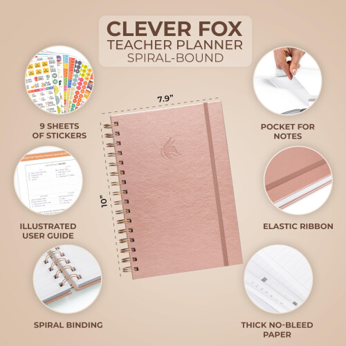 Clever Fox Teacher Planner Spiral - Σχολικό Έτος με Ημερολόγια & Σχέδια Μαθημάτων 1