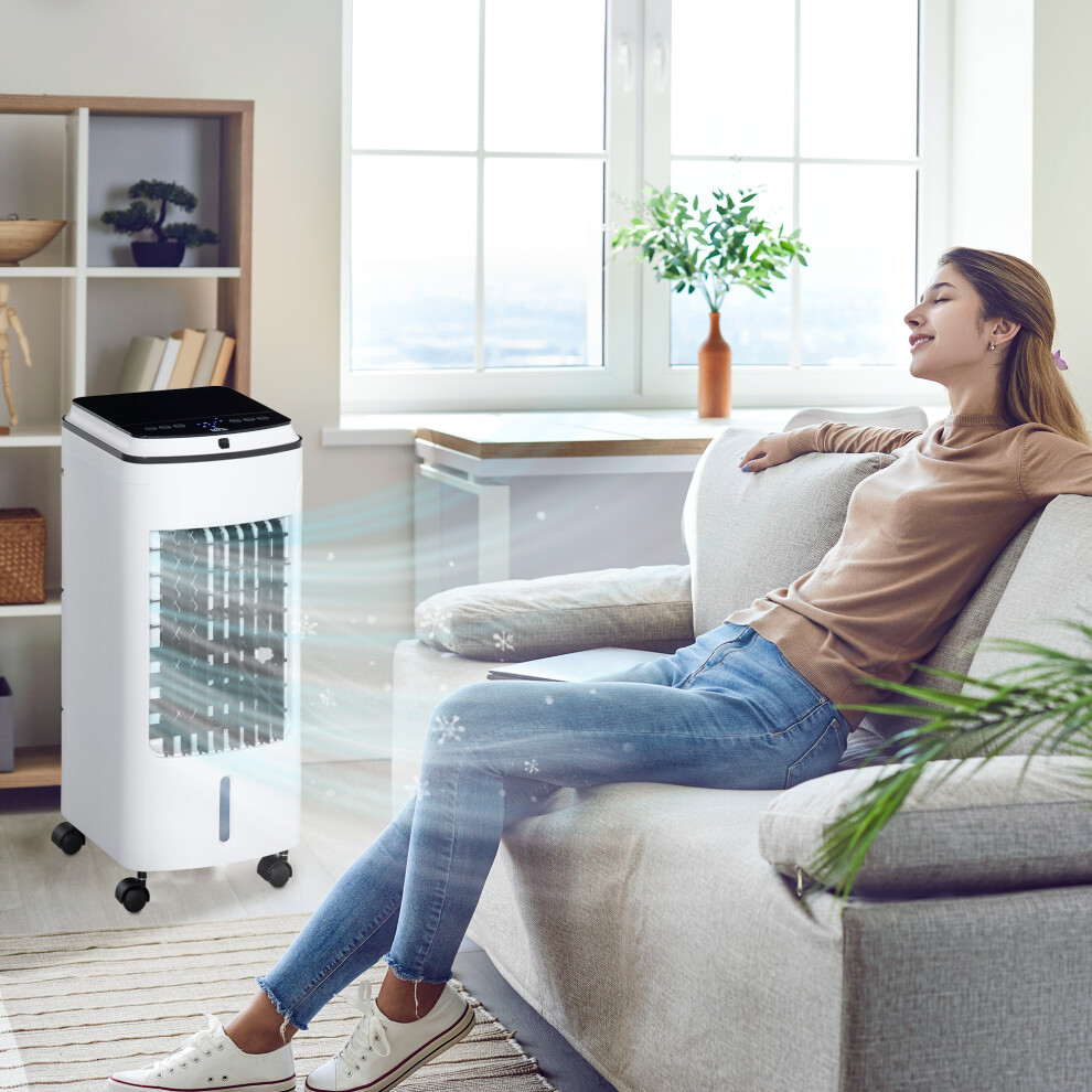 HOMCOM 3-in-1 Portable Air Cooler with 4L Water Tank 7.5H Timer, Remote White