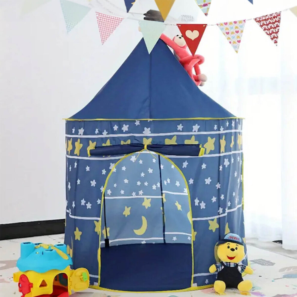 (DEEP BLUE) Night Sky Design Children's Play House Tent, Cute Castle for Little Boy's and Girls-image-OPC-PG7D75X-NEW