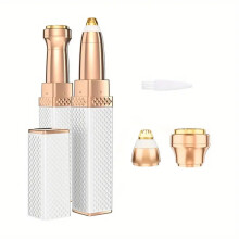 (white) 1pc Rechargeable 2-in-1 Eyebrow Razor and Hair Shaver with LED Light