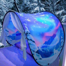 (Winter Wonderland) Dream Tent for Kids Bed with Storage Pocket Foldable Kids Tent on Bed Mosquito Net Tent
