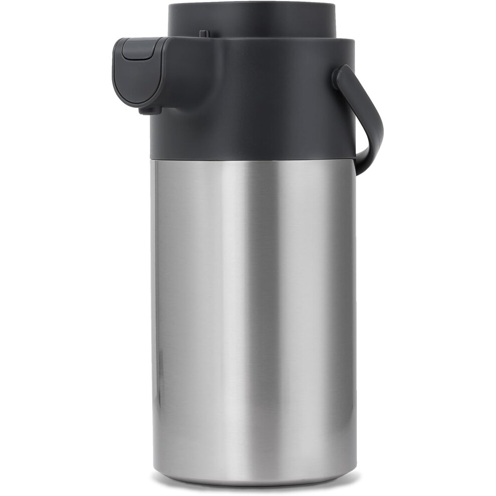 (4000 ml, Silver) 4L Airpot Coffee Dispenser with Pump Stainless Steel Vacuum Insulated Thermal Jug Flask for Hot Water Tea