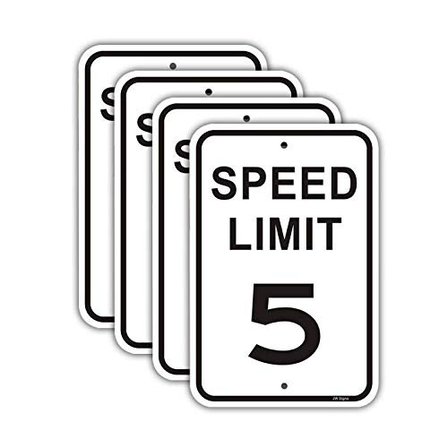 Πινακίδα Ορίου Ταχύτητας 5 MPH (4 Πακέτο) 18"x12" Ανακλαστική Αλουμινίου