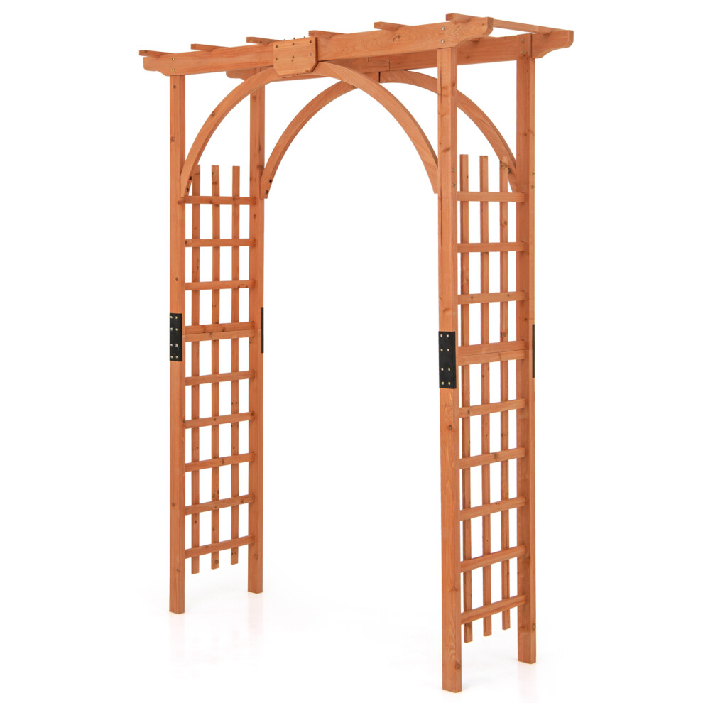 Costway Wooden Garden Archway Large Trellis Pergola Arbour Climbing Planter