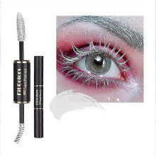(WHITE, One size) Double-ended Color Mascara - Waterproof Thick Curling Long-lasting Anti-sweat