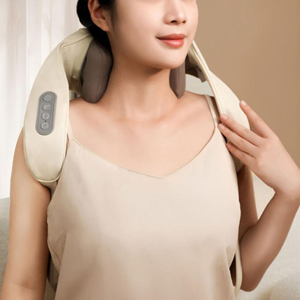 Electric Shiatsu Neck Shoulder Massager with Heat Kneading, Khaki