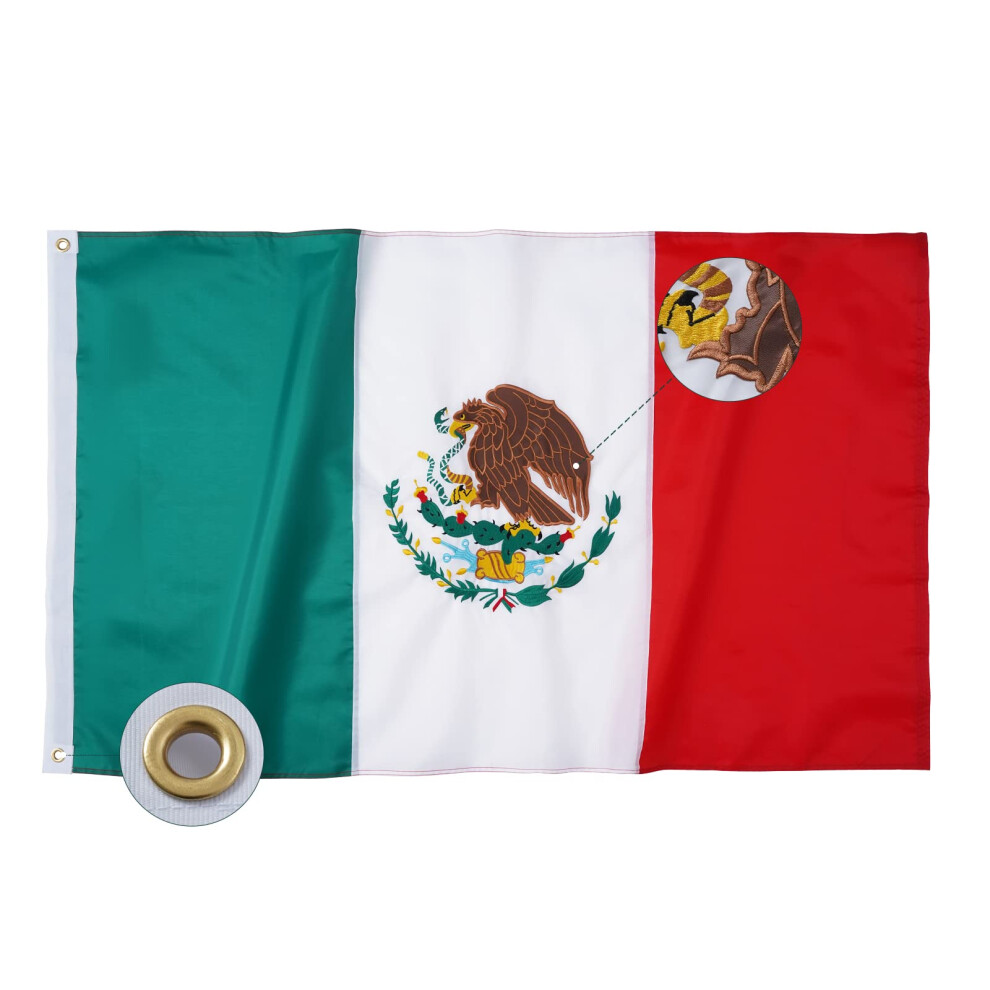 Bradford Mexikanische Flagge, 4 X 6 Zoll, Bestickte Mx-Mexiko-Flagge Fur Den Aussenbereich, Strapazierfahig, Lebendige Farbe, Bandera De Mexicana,-image