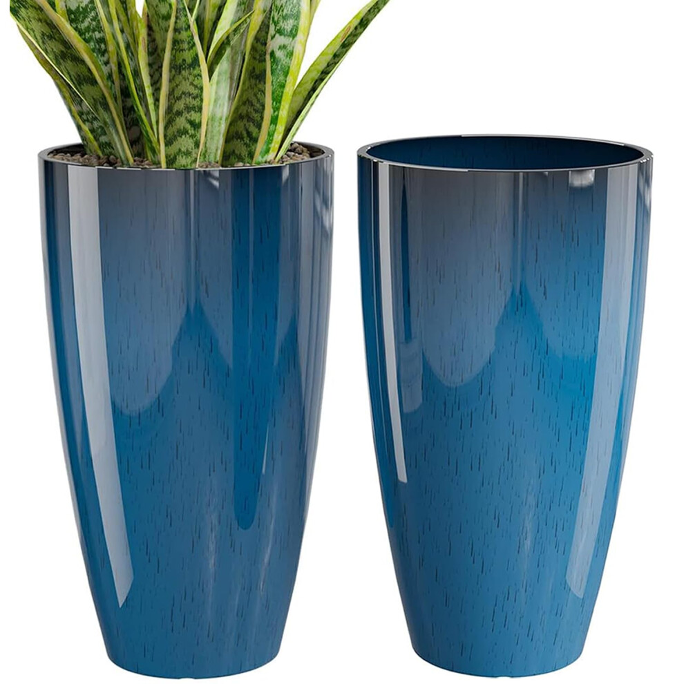 QCQHDU Lot de 2 pots de fleurs de 53,3 cm de haut pour plantes d'intérieur et d'extérieur - Robustes - Décoration moderne pour porche, terrasse