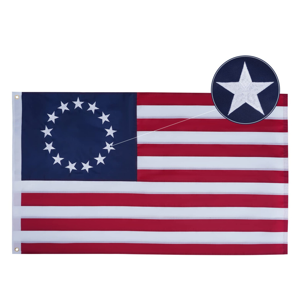 Bandera De Bradford Betsy Ross De 3 X 5 Pies Para Exteriores, Hecha En Ee. Uu., Bordada, Bandera Estadounidense De 13 Estrellas, Bandera Colonial-image