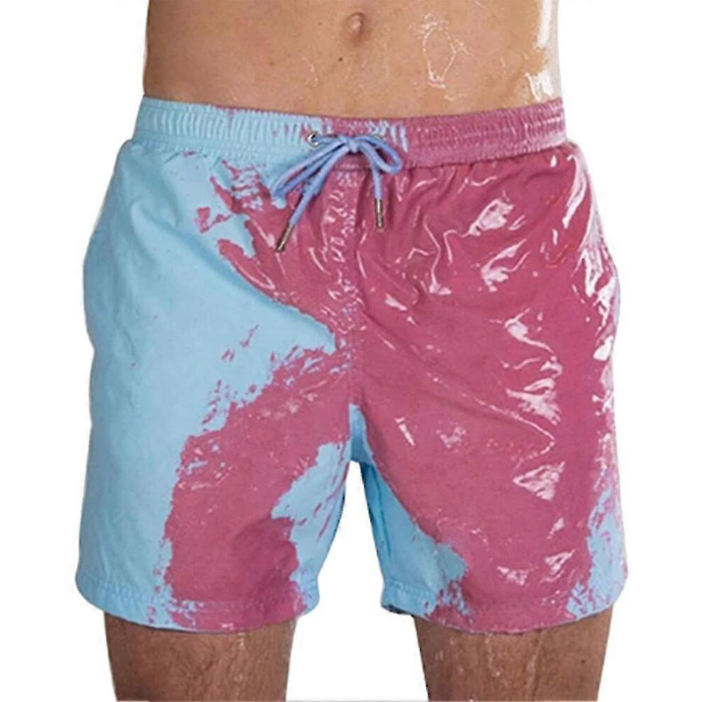 (S, Purple) Magical Change Color Beach Shorts Men Swimming Trunks Swimwear Quick Dry Bathing-image-OPC-PG7DF8S-NEW