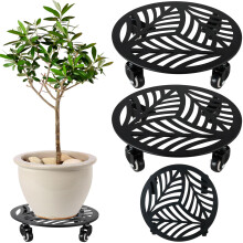 2 Pacotes de Caddies de Plantas Metálicos Grandes com Rodas 14" Base de Plantas Rolante