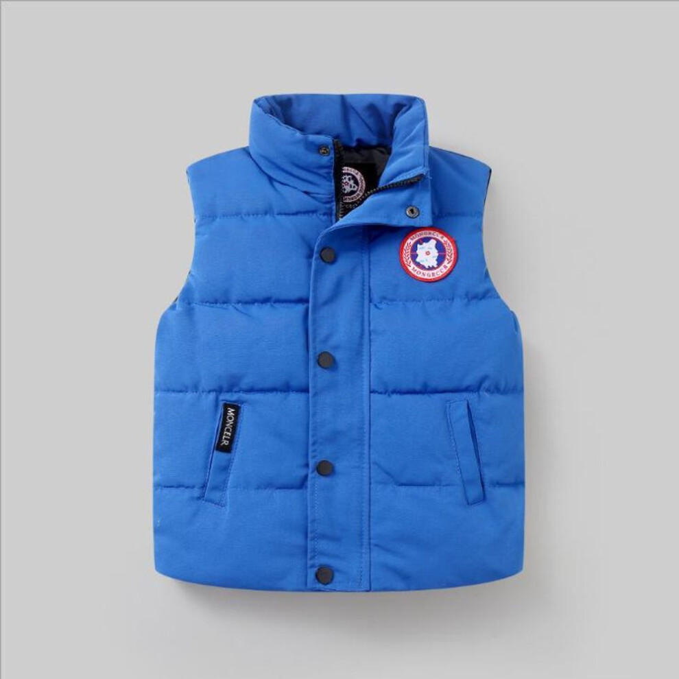 (blue, 150cm) Big Goose Boys And Girls Down Vest White Duck Down Waistcoat Baby Student Vest