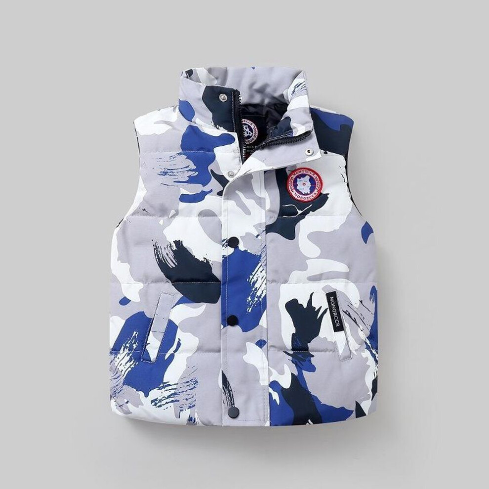 (blue,grey, 110cm) Big Goose Boys And Girls Down Vest White Duck Down Waistcoat Baby Student Vest