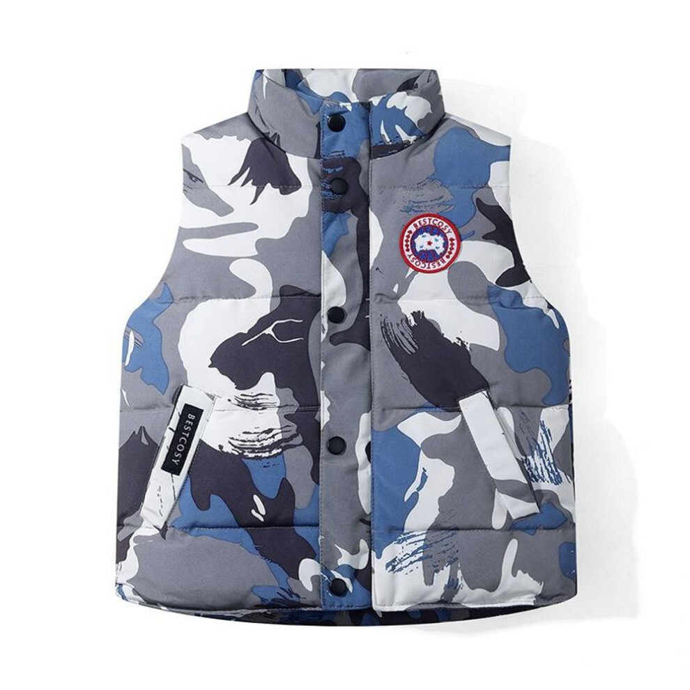 (blue,white, 120cm) Big Goose Boys And Girls Down Vest White Duck Down Waistcoat Baby Student Vest