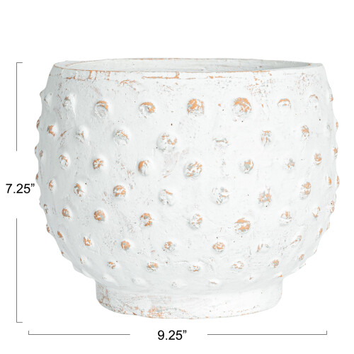 Creative Co-Op Distressed Terra Cotta Blomkruka, Vit 1