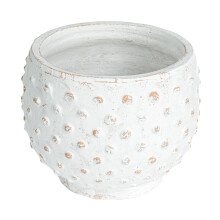 Creative Co-Op Distressed Terra Cotta Hobnail Blumentopf, Weiß