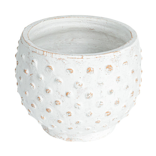 Creative Co-Op Distressed Terra Cotta Blomkruka, Vit