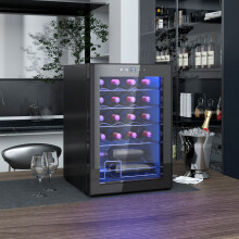 Freestanding Wine Cooler Fridge with Glass Door, 20 Bottle, LED Light