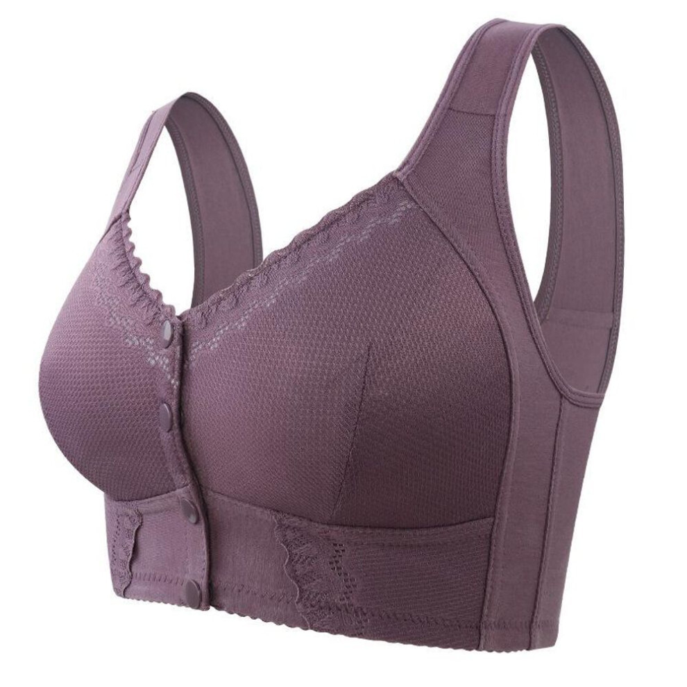 (purple, 52B) Front Closure Bra Sexy Bras Top Women Comfortabable Plus Size Underwear Seamless No Wire Bralette 36-58