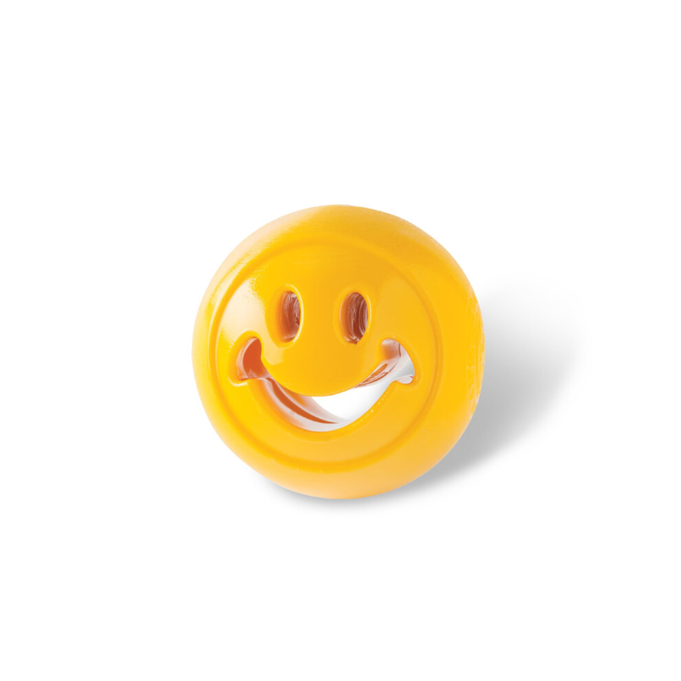 Jouet distributeur de friandises pour chien Outward Hound Nooks Happiness, petit visage souriant jaune
