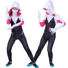 (5-6 Years) 4-10 Years Kids Girls Spider Gwen With Mask Cosplay Jumpsuit Costume