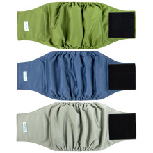 Paw Legend Cintas Absorventes Laváveis para Cães Machos | Fraldas para Cães Machos (3 Pack, Exército, Cinza, Azul Marinho, Médio)