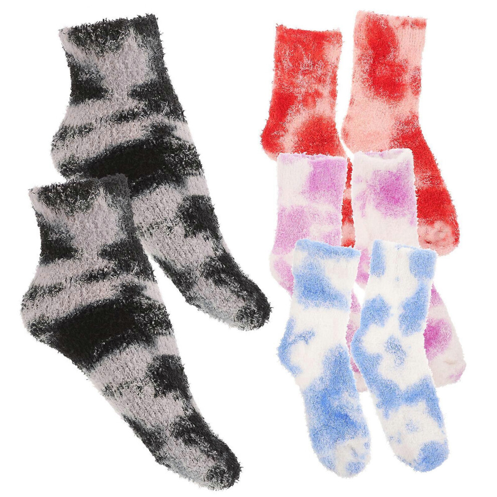 Kricely Coral (As Show, One Size) 4 Pairs Fleece Socks Warm Socks Fuzzy Socks Fluffy Socks Winter Socks For Women