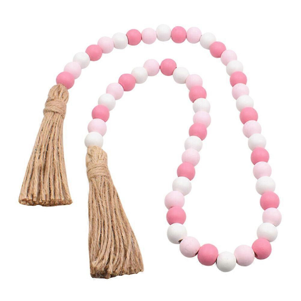 Kricely (As Show, One Size) Valentine Wood Beaded Garland Rustic Holiday Garland Decoration Hanging Beaded Garland