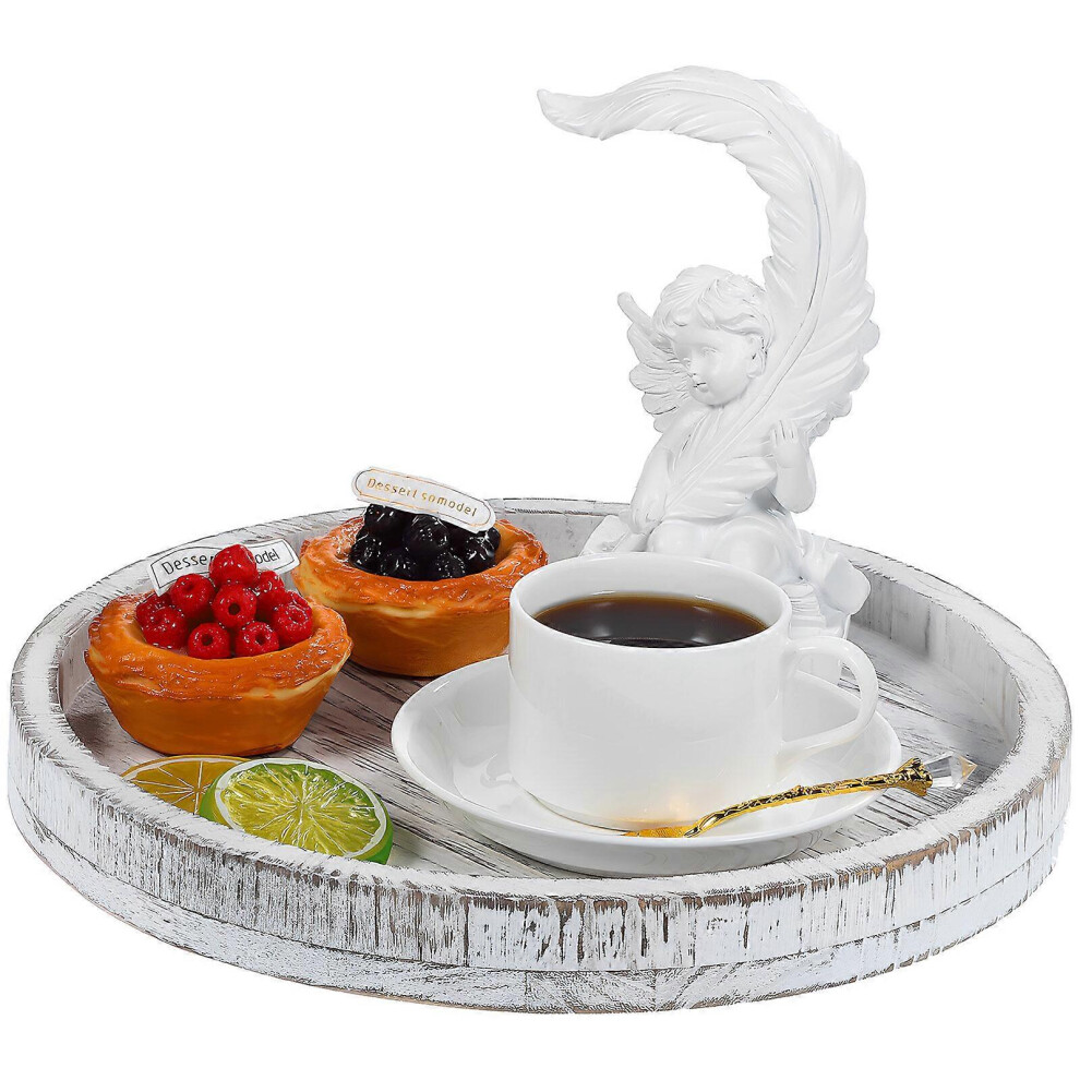 Kricely (As Show, One Size) 2Pcs Wooden Decorative Trays Coffee Table Trays Tabletop Centerpiece Trays Display Trays Holder