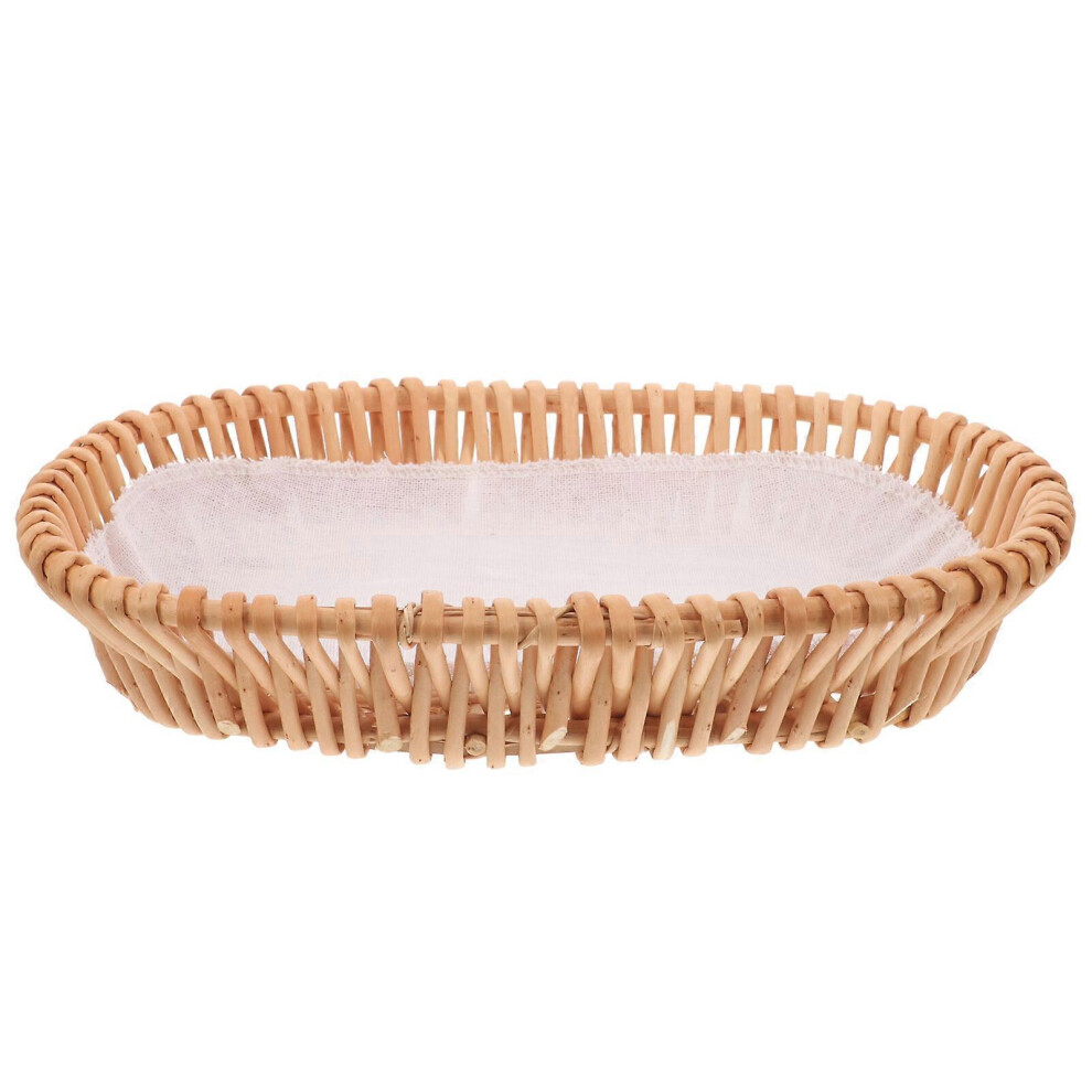 Kricely (As Show, One Size) Rattan Bread Basket Woven Tabletop Basket Vegetable Serving Basket Restaurant Basket